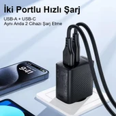 Acefast 30W PD USB-C + USB-A 2 Port Hızlı Şarj Aleti Isı Düşüren GaN Destekli Akım Korumalı Güç Adaptörü iPhone & Android & iPad & MacBook Type-C - A98 - 9