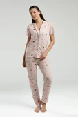 Roly Poly Kadın Gömlek Yaka Önden Düğmeli Kısa Kol Pijama Takım - 1