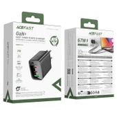 Acefast 67W PD 2X USB-C + USB-A 3 Port Hızlı Şarj Aleti Isı Düşüren GaN Destekli Akım Korumalı Güç Adaptörü iPhone & Android & iPad & MacBook Type-C - A108 - 6