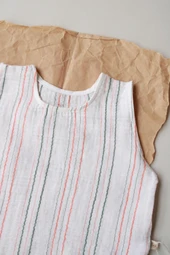 Turuncu-Yeşil Çizgili Müslin Atlet thumbnail 3