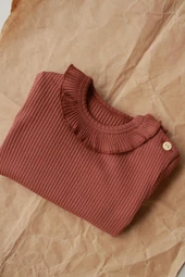 Çikolata Tavşan Nakışlı Fırfırlı Kız Üst thumbnail 4