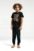 U.S. Polo Assn. Erkek Çocuk Siyah Kısa Kol Paça Lastikli Rahat Pijama Takım thumbnail 3