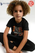 U.S. Polo Assn. Erkek Çocuk Siyah Kısa Kol Paça Lastikli Rahat Pijama Takım thumbnail 2