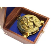 Ahşap Kutulu El Yapımı Pirinç Güneş Saati Ve Pusula thumbnail 2