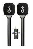 Çift Mikrofonlu Profosyonel Kablosuz Yüksek Kaliteli Ses Kaydı Röportaj Mikrofonu thumbnail 3