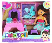Cute Doll Mini Bebek Aksesuarlı ve Makyaj Masalı Oyun Seti thumbnail 2