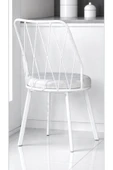 Kaktüs Avm 2 Adet Beyaz Yıldız Metal Tel Sandalye Mutfak Cafe Sandalyesi thumbnail 2