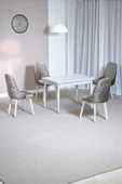 Kaktüs Avm Still Beyaz MDF 70x110 Sabit Mutfak Masası Takımı Beyaz Metal Ayak 4 Cappucino Sandalye - 1