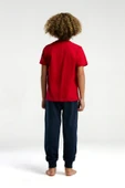 U.S. Polo Assn. Erkek Çocuk Yazılı Kırmızı Lacivert Kısa Kol Paça Lastikli Pijama Takım - 5
