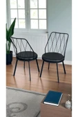 Kaktüs Avm Siyah Yıldız Metal Tel Sandalye Mutfak Cafe Sandalyesi thumbnail 2