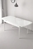 Kaktüs Avm Sonata Beyaz 80 x 132 Açılabilen MDF Masa Metal Ayaklı Mutfak Masası Takımı 6 Cappucino Sandalye - 5