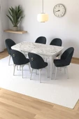 Kaktüs Avm Mia Serisi Açılabilir Mutfak Masası Takımı Beyaz Mermer Desen Masa 6 Sandalye, Yemek Masası thumbnail 1