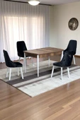 Kaktüs Avm Monera Ceviz 80 x 132 Açılabilen MDF Masa Metal Ayaklı Mutfak Masası Takımı 4 Siyah Sandalye thumbnail 1