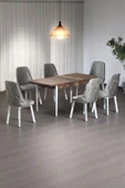 Kaktüs Avm Minel Açılabilen Metal Ayak MDF Mutfak Masası Takımı 6 Cappucino Sandalye 80 x 132 - 1