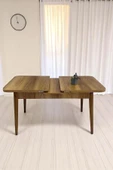 Kaktüs Avm Luna Ceviz 80 x 132 Açılabilen MDF Masa Siyah Metal Ayaklı Mutfak Masası 6 Siyah Sandalye - 2