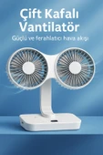 4 Kademeli, Çift Bağımsız Kafalı, 360 Döner Masa Üstü Işıklı Vantilatör - 1