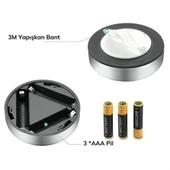 Kablosuz Spot Pilli Dokunmatik Led Lamba 3 Ledli Dolap Lambası - 3