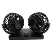 Araç İçi Torpido Üstü 2li Vantilatör Oto Pervane 5 inç 12 Volt ile Uyumlu Çakmaklık Girişli thumbnail 2