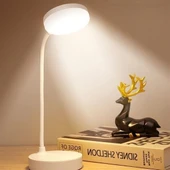 Yuvarlak USBli Dokunmatik 3 Kademeli 360 Derece  Özel Göz Korumalı Led Lityum Masa Lambası thumbnail 1