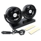 Araç İçi Torpido Üstü 2li Vantilatör Oto Pervane 5 inç 12 Volt ile Uyumlu Çakmaklık Girişli thumbnail 1