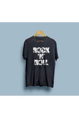 Oversize ROCK'N ROLL tasarımlı unisex T-shirt thumbnail 5
