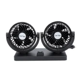 Araç İçi Torpido Üstü 2li Vantilatör Oto Pervane 5 inç 12 Volt ile Uyumlu Çakmaklık Girişli thumbnail 7