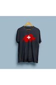 Oversize Switzerland / İsviçre Bayrağı ve Haritası tasarım unisex T-shirt thumbnail 1