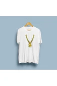 Oversize Altın rengi Dolar Kolye Tasarım unisex T-shirt - 1