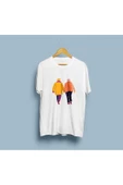 Oversize Yaşlı yürüyen çift / sonsuz aşk tasarım unisex T-shirt thumbnail 1