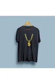 Oversize Altın rengi Dolar Kolye Tasarım unisex T-shirt - 6