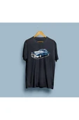 Oversize Klasik Mavi Araba Tasarım Unisex T-shirt thumbnail 5