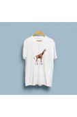 Oversize Zürafa Tasarım unisex T-shirt thumbnail 4