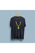 Oversize Altın rengi Dolar Kolye Tasarım unisex T-shirt - 5