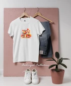 Oversize Canlı Sonbahar Evleri Sahnesi Tasarımlı Unisex T-Shirt - 5