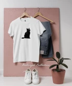 Oversize Gizemli Kara Kedi İllüstrasyonu Tasarımlı Unisex T-Shirt thumbnail 9
