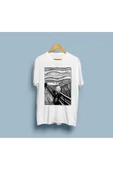 Oversize Siyah-Beyaz Çığlık Tablosu Çizim Unisex T-shirt thumbnail 1