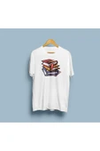 Oversize Üst Üste Kitaplar Baskılı Unisex T-shirt - 3