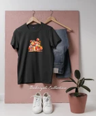 Oversize Canlı Sonbahar Evleri Sahnesi Tasarımlı Unisex T-Shirt - 4