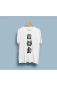 Oversize Siyah Beyaz Üç Maymun Tasarım Unisex T-shirt thumbnail 4