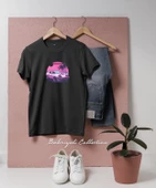 Oversize Vaporwave Gün Batımı ile Retro Araba Tasarımlı Unisex T-Shirt thumbnail 8