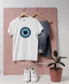 Oversize Eye pupil blue eye  Tasarımlı Unisex T-Shirt thumbnail 7