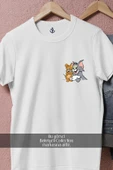 Oversize Tom Kedi ve Jerry Fare Cep Tasarımlı Unisex T-Shirt thumbnail 2