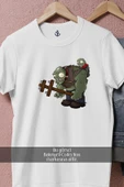 Oversize Giant Zombie İllustration, Plants Vs  Zombies  Tasarımlı Unisex T-Shirt thumbnail 4