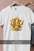 Oversize Ganesha Ganesh Chaturthi Illustration Gold  Tasarımlı Unisex T-Shirt thumbnail 8