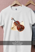 Oversize Keman Ve Nota  Tasarımlı Unisex T-Shirt - 2