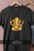 Oversize Ganesha Ganesh Chaturthi Illustration Gold  Tasarımlı Unisex T-Shirt thumbnail 11