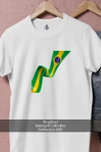 Oversize Brezilya Bayrak Perde  Tasarımlı Unisex T-Shirt thumbnail 2