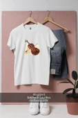 Oversize Keman Ve Nota  Tasarımlı Unisex T-Shirt - 1