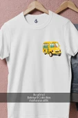 Oversize Okul Otobüsü Cep Tasarımlı Unisex T-Shirt - 4