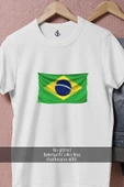 Oversize Brezilya Bayrağı  Tasarımlı Unisex T-Shirt thumbnail 2